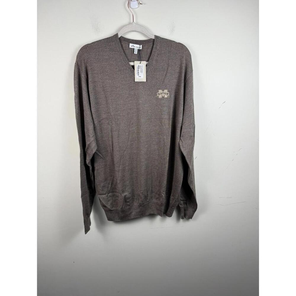 NWT* Peter Millar MISSISSIPPI STATE BULLDOGS Merino Wool V-Neck‎ Sweater XL